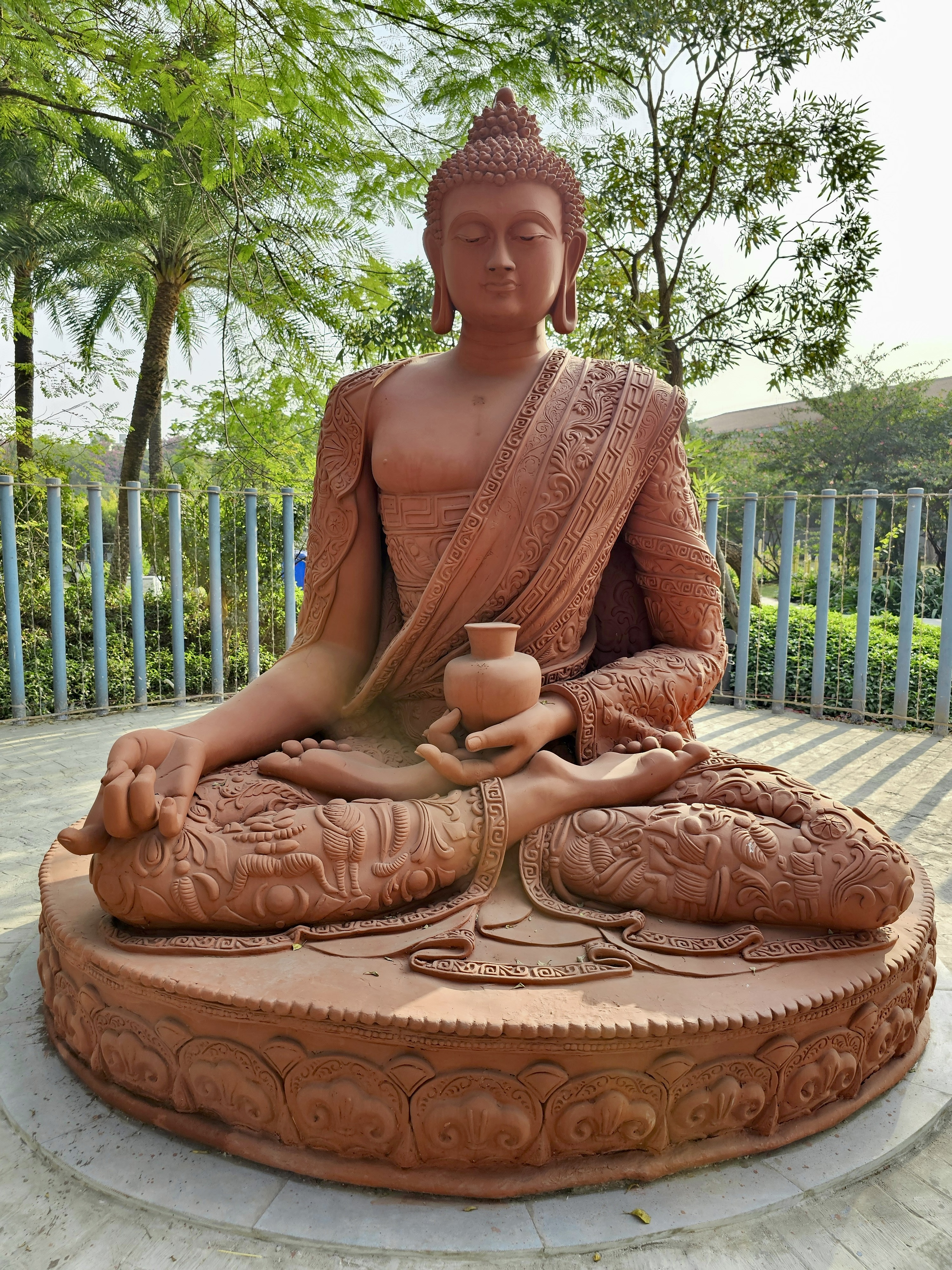 Terracotta Buddha statue at Eco Park, Kolkata.