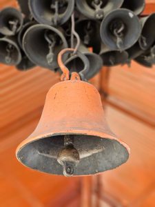 Close up of a temple bell inside the Vetal Temple, Pune, Maharashtra.