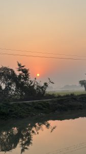 Morning View in Village with Sunrise