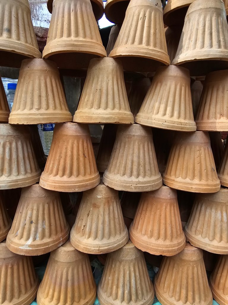 Close up of Clay tea pots (matka). From Kolkata, West Bengal.