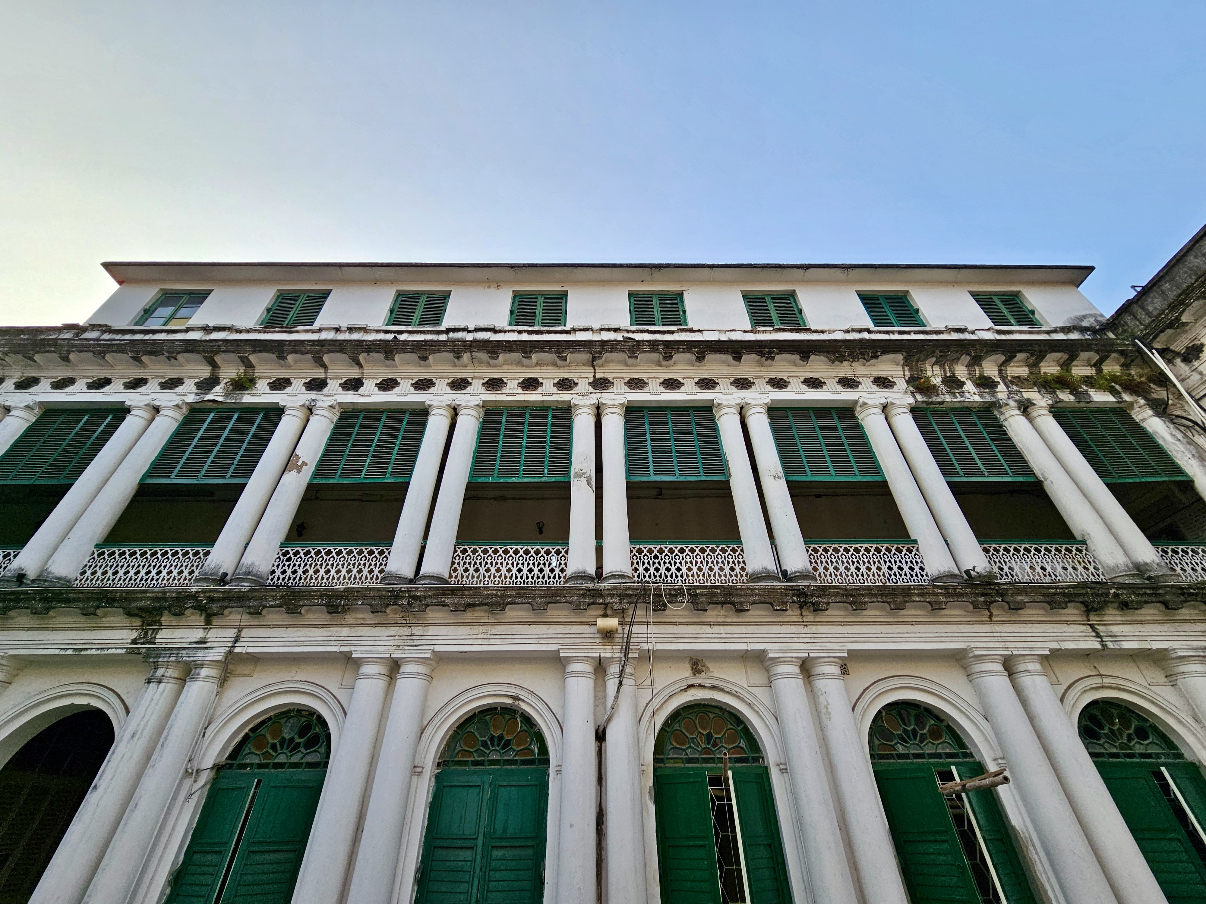 The architectural detail of Jorasanko Thakur Bari, birthplace of Rabindranath Tagore.