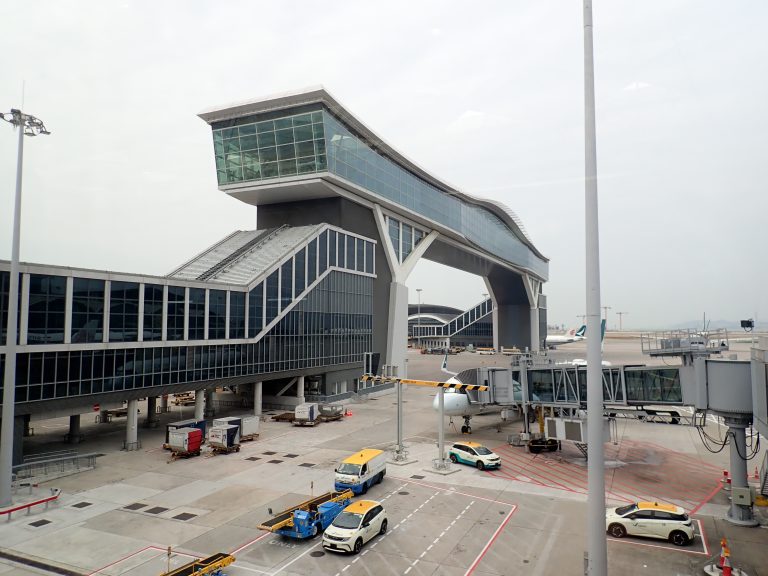 Sky Bridge viewing from the terminal of Hong Kong International Airport.