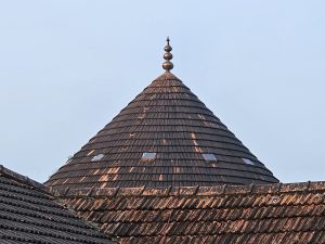 A long shot of Thrikkalayoor Mahadeva Temple dome/roof/top. Located in Malappuram, Kerala. 