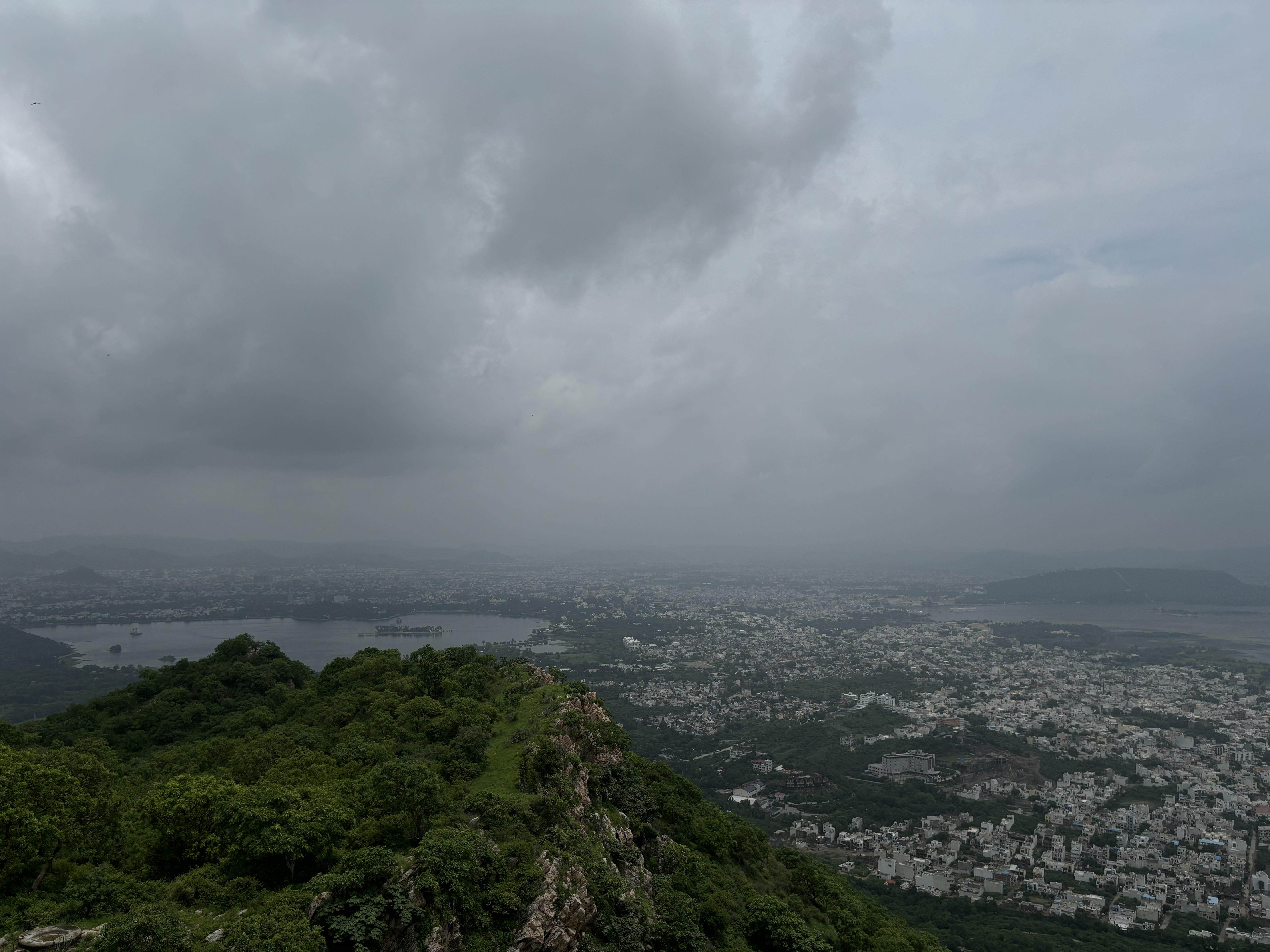 Mesmerizing view of Udaipur City and Fateh Sagar Lake from Monsoon palace located in Udaipur.
