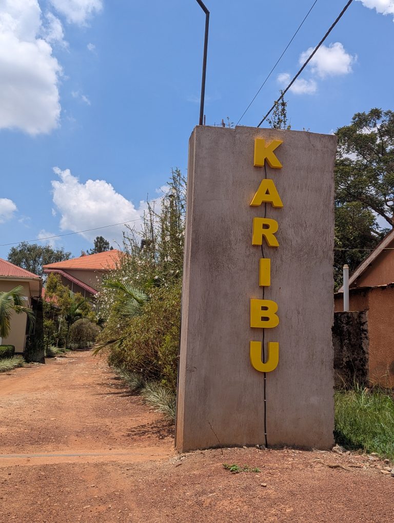 A beautiful entrance with “Karibu” a Swahili word for welcome