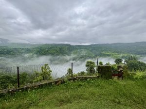 Green hills and cloudy sky