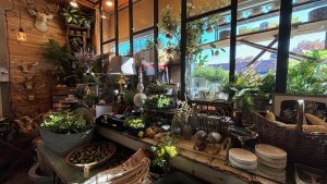 Front window of a store, showcasing very earthy products.