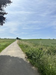 A small narrow road connecting two villages in Frankfurt Germany and this road is mostly used by Tractors and other farmers' equipment. 