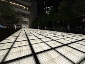 A night view of Plaza in front of Tokyo International Forum.
