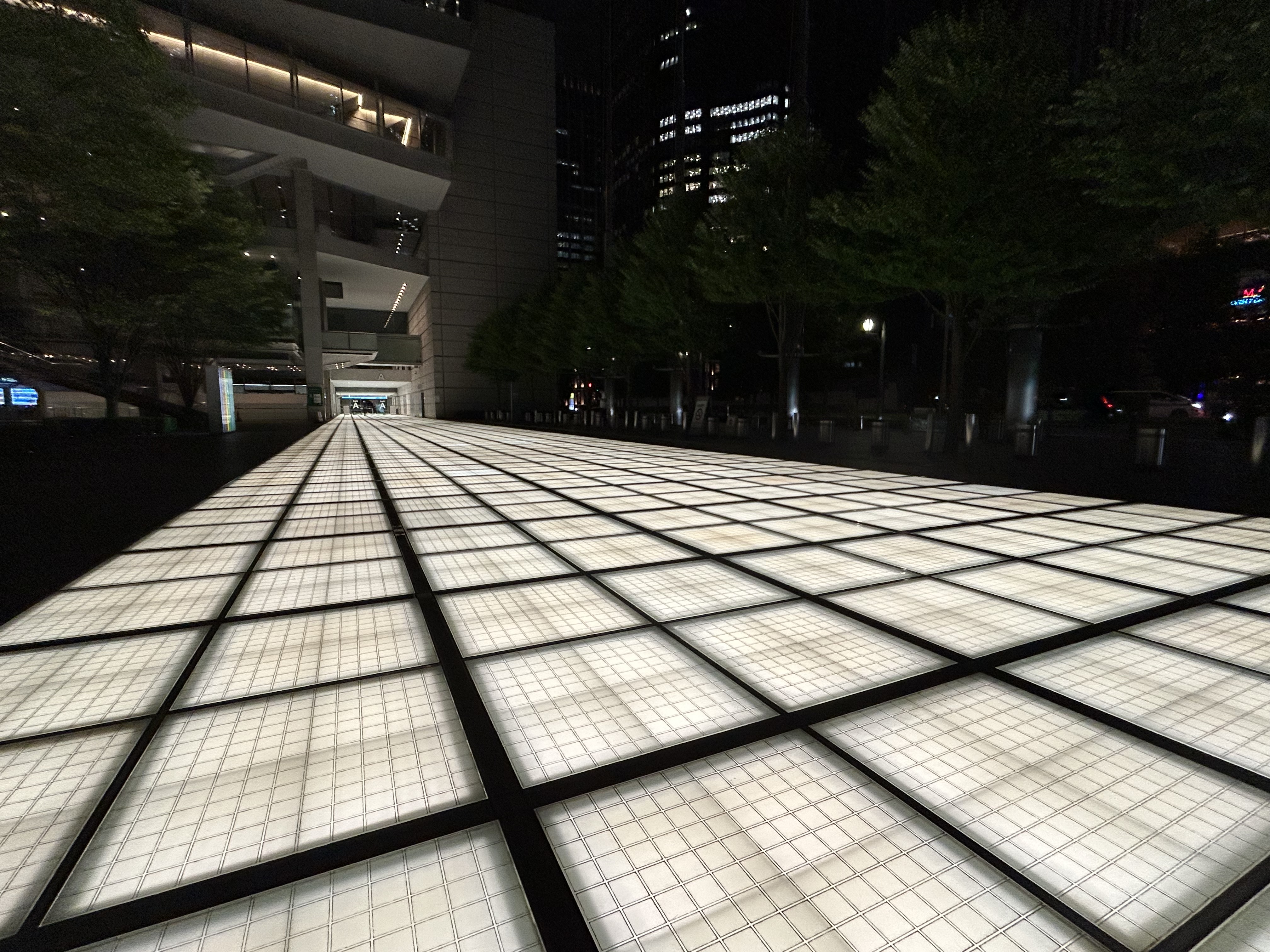 A night view of Plaza in front of Tokyo International Forum.