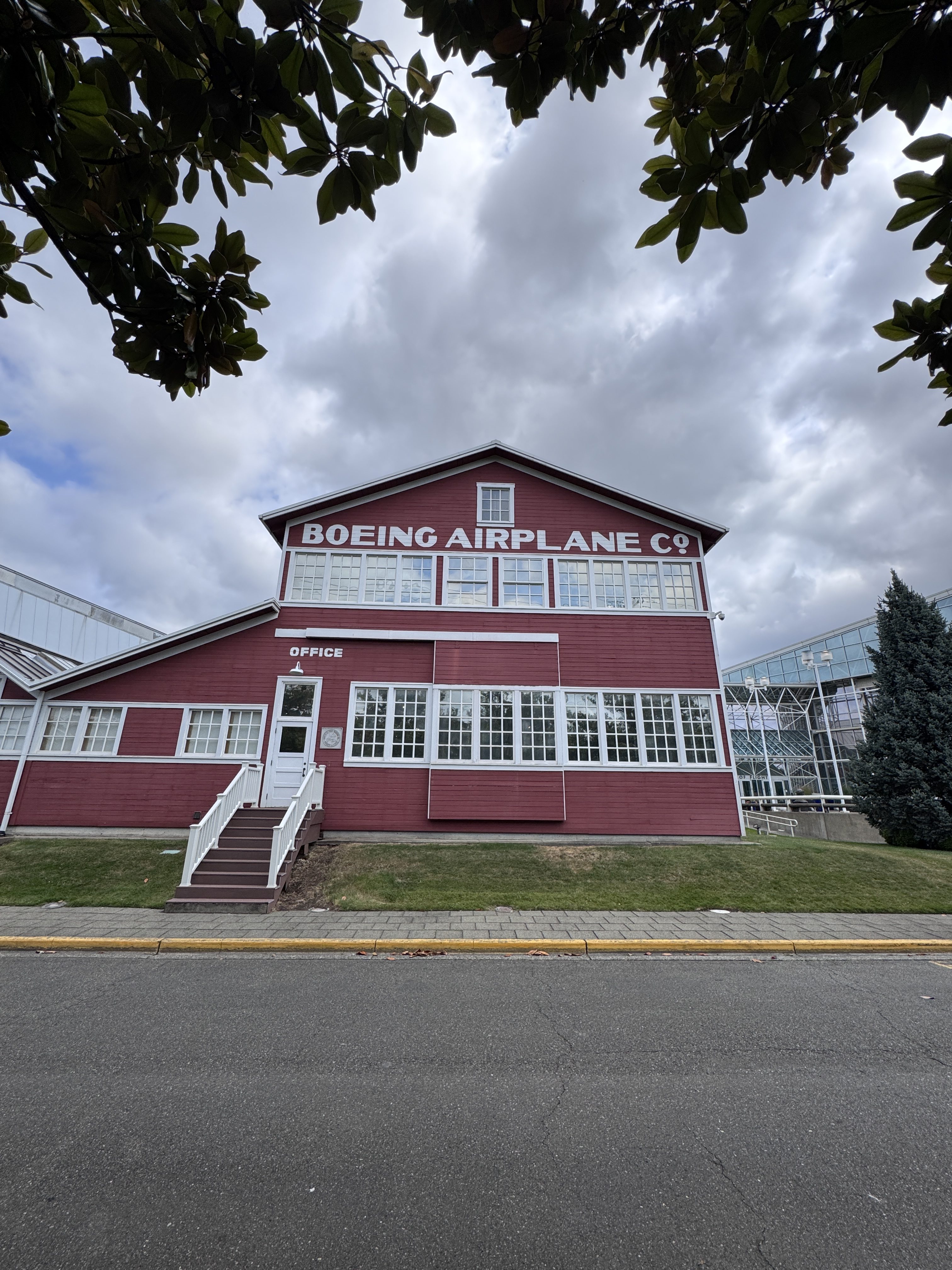 Original headquarters of the Boeing Airplane company. A large red barn located in Seattle, Washington.