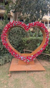 A nice romantic scene of a heart shaped podium