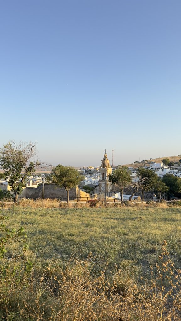 A scenic view of Osuna, with white buildings set against a clear blue sky.