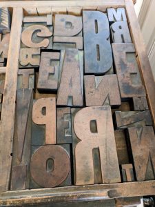 Wooden block letters for a letterpress.
