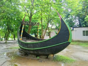 The old-fashioned boat used by fishermen in Bangladesh to catch fish in the sea