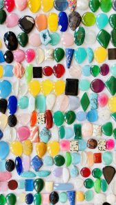 Tiny gemstones sold in Johari Bazar, Jaipur, common finds in the local market known for its vast gem trade.
