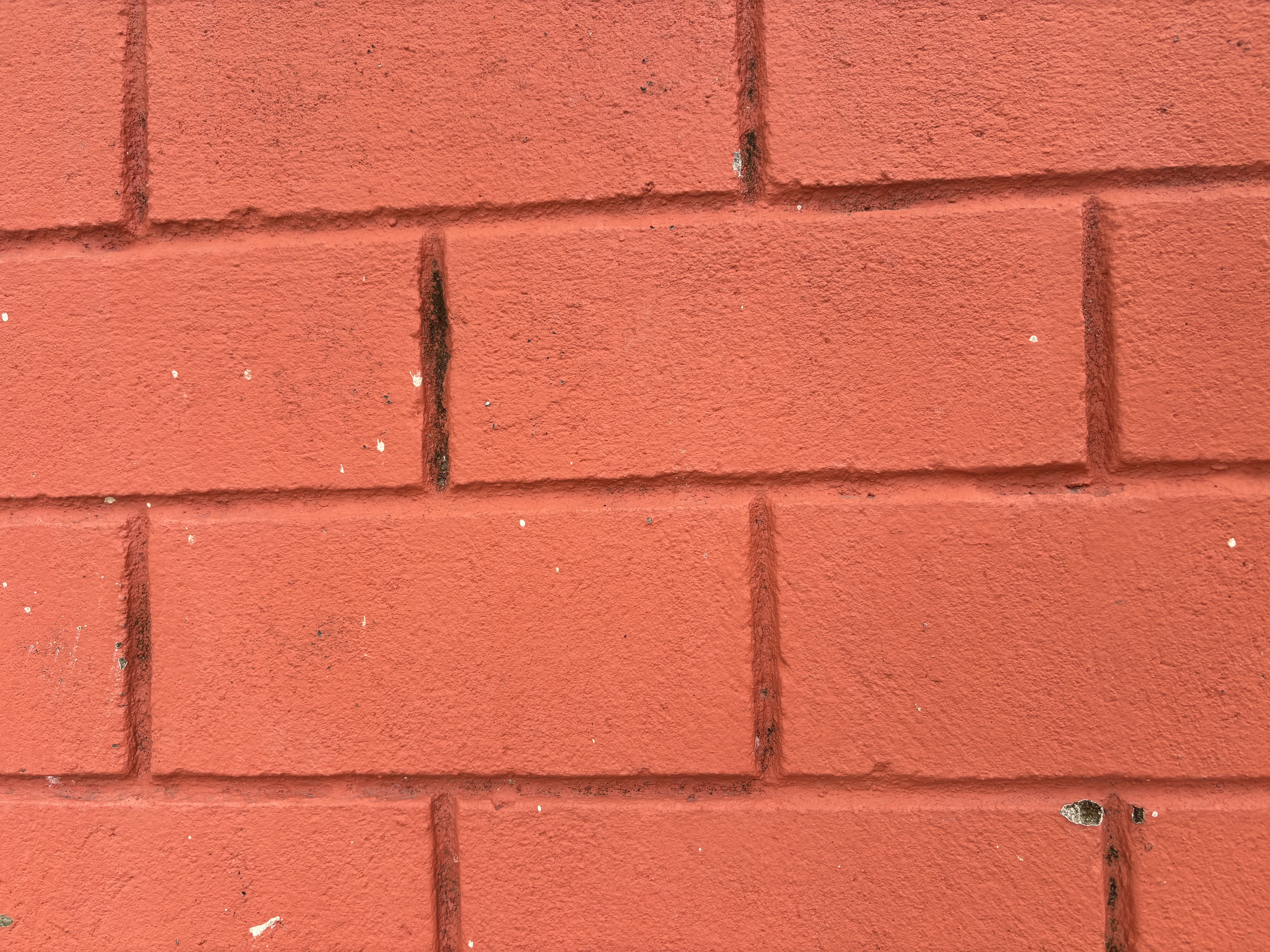 A close-up view of a textured red brick wall.