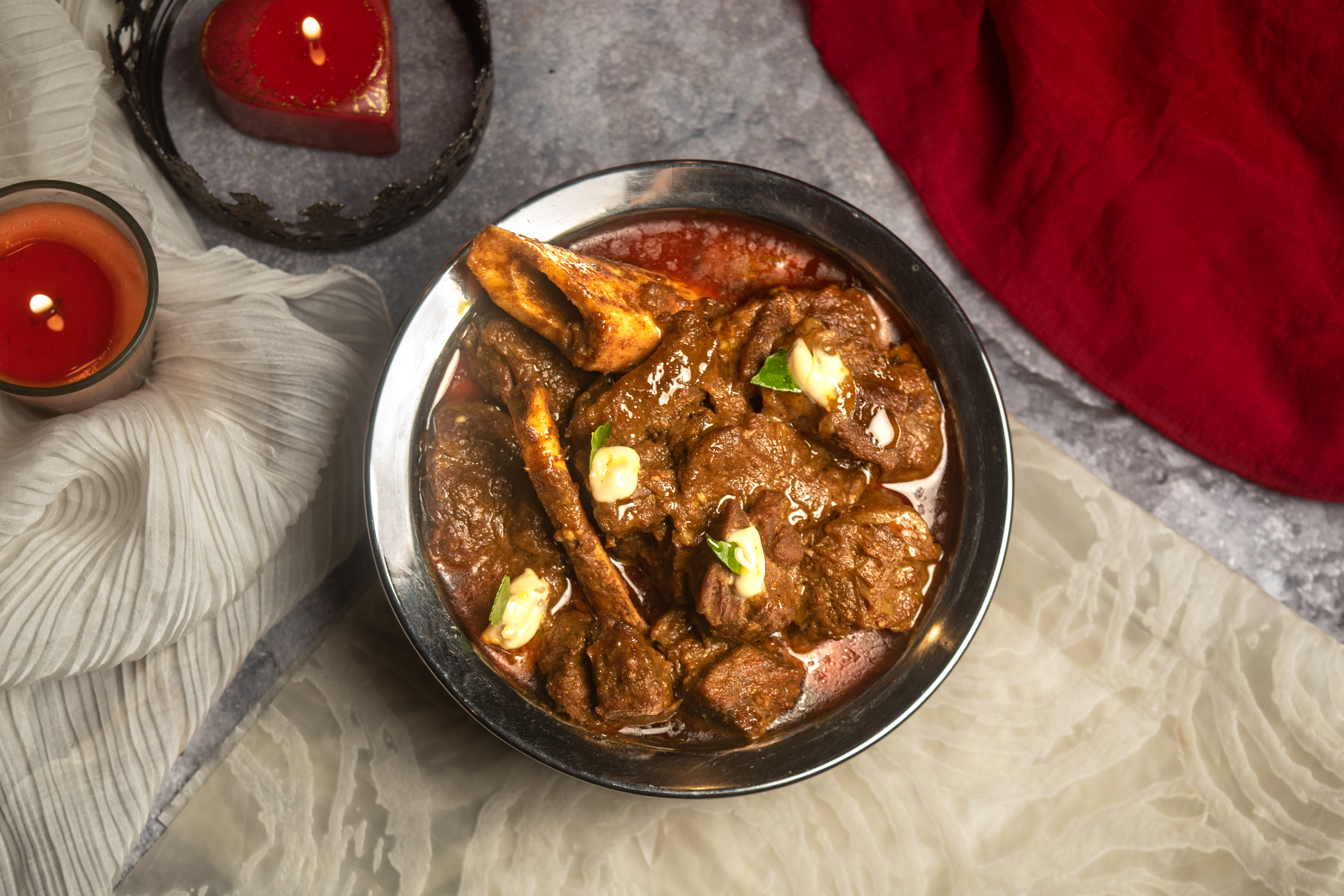 Food photography of traditional beef curry