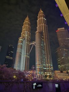 Kuala Lumpur, Petronas Twin Towers seen at night.