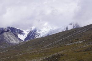 A mountain cover with white snow at Zero Point, Sikim. 
