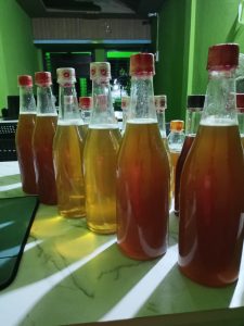 Honey bottles in the office room