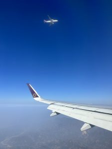 Thousand meters apart, yet so close, yet so far... Two planes up in the sky staring at each other with different destinations!