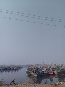 Boats quietly resting at the port.