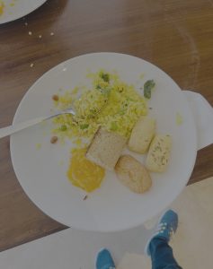 A snap of morning breakfast, Poha and Jalebi with some cookies.
