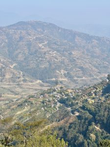Hilly villages with terraced fields in Sindhupalchowk, Nepal.
