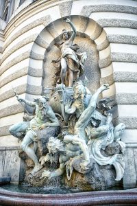 This beautiful fountain, called "Austria's Power at Sea," is located at Hofburg Palace in Vienna.