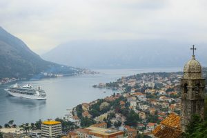 Panoramic view of the Bay of Kotor. Montenegro.