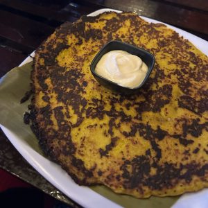 A delicious Costa Rican chorreada (corn pancake).