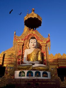 A serene statue of Gautama Buddha at the Global Vipassana Pagoda, Mumbai.
