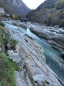 bridge dei Salti over the Verzasca river in Lavertezzo, Switzerland.