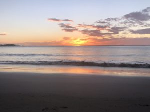 Orange-toned sunset on the Pacific coast of La Cruz.