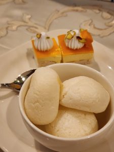 Desert plate with Rasgulla and Pastry