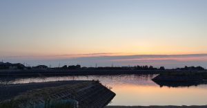 Sunset over the Nabaki River in Shirako