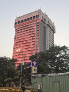 A skyscraper opposite the Gateway of India in Mumbai.