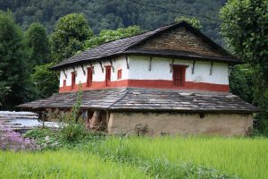 A traditional Nepali village house reflecting the beauty of old architecture and simple living. 
