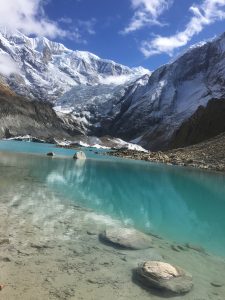 Beautiful Himalayas reflecting gracefully on the peaceful Himalayan lake.
