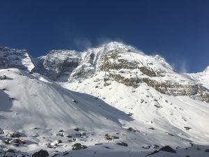 Mountains shining like silver under the sky - a breathtaking Himalayan view.