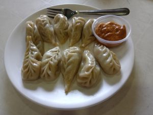 Veg momos with sauce at a Nepali Restaurant, Kathmandu, Nepal