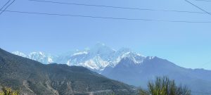 View of beautiful mountain on route to Jomsom.