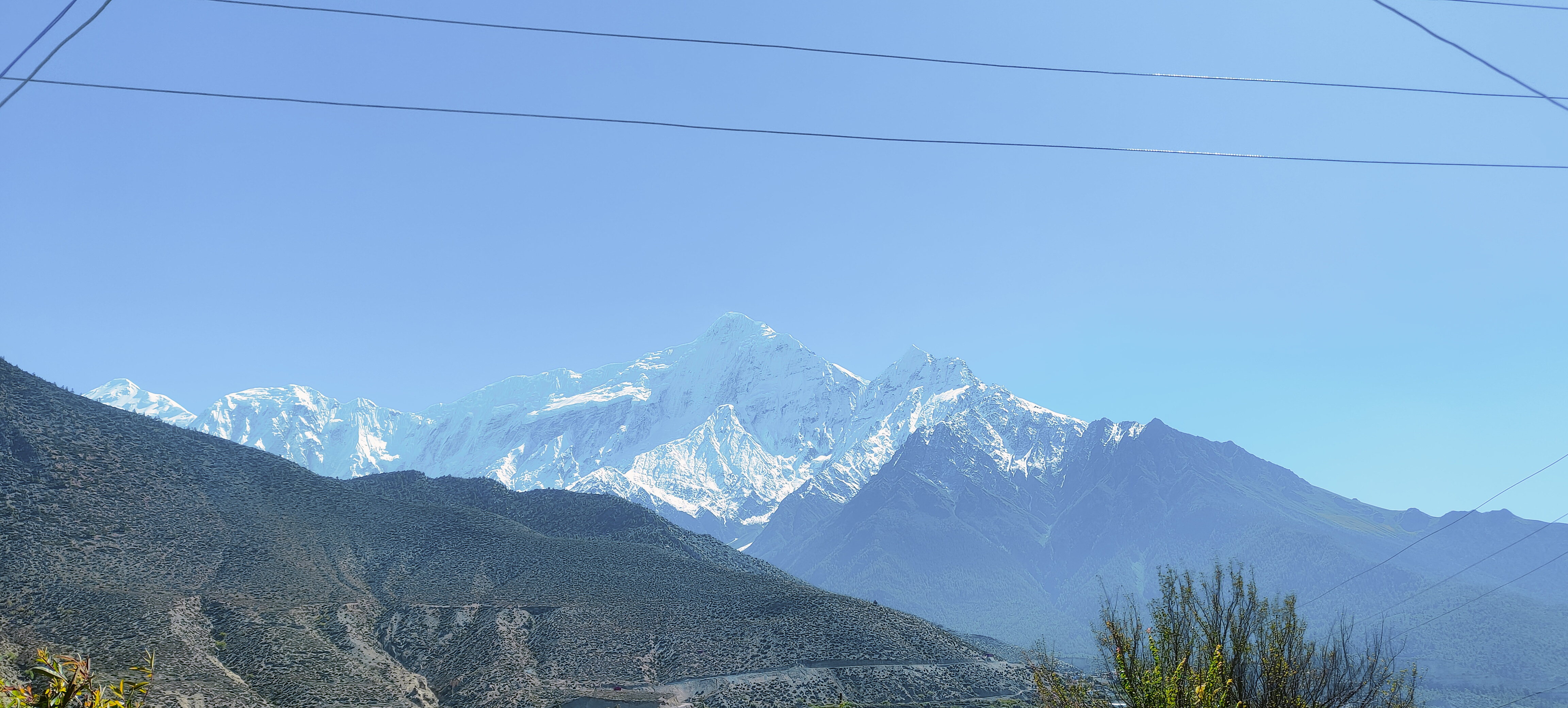 View of beautiful mountain on route to Jomsom.