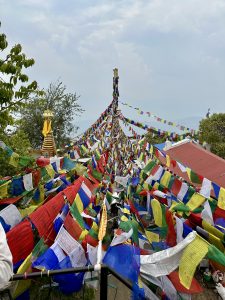 Prayer flags depicting calm, mindfulness, and serene beauty.