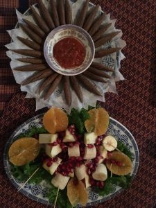 Artistic Thakali Konchumba and fresh fruit salad – a true taste of Nepal. 
