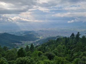 A view of Kathmandu Valley with cloudy sky from Bokacho Gadhi