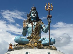The majestic statue of Lord Shiva at a temple in Pumdibhumdi, Pokhara, Nepal.
