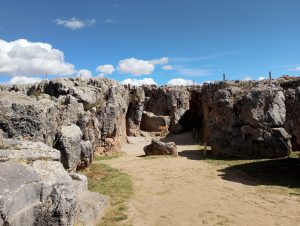 Natural rock formations around the entrance to Chinkana Chica at Sacsayhuaman.
