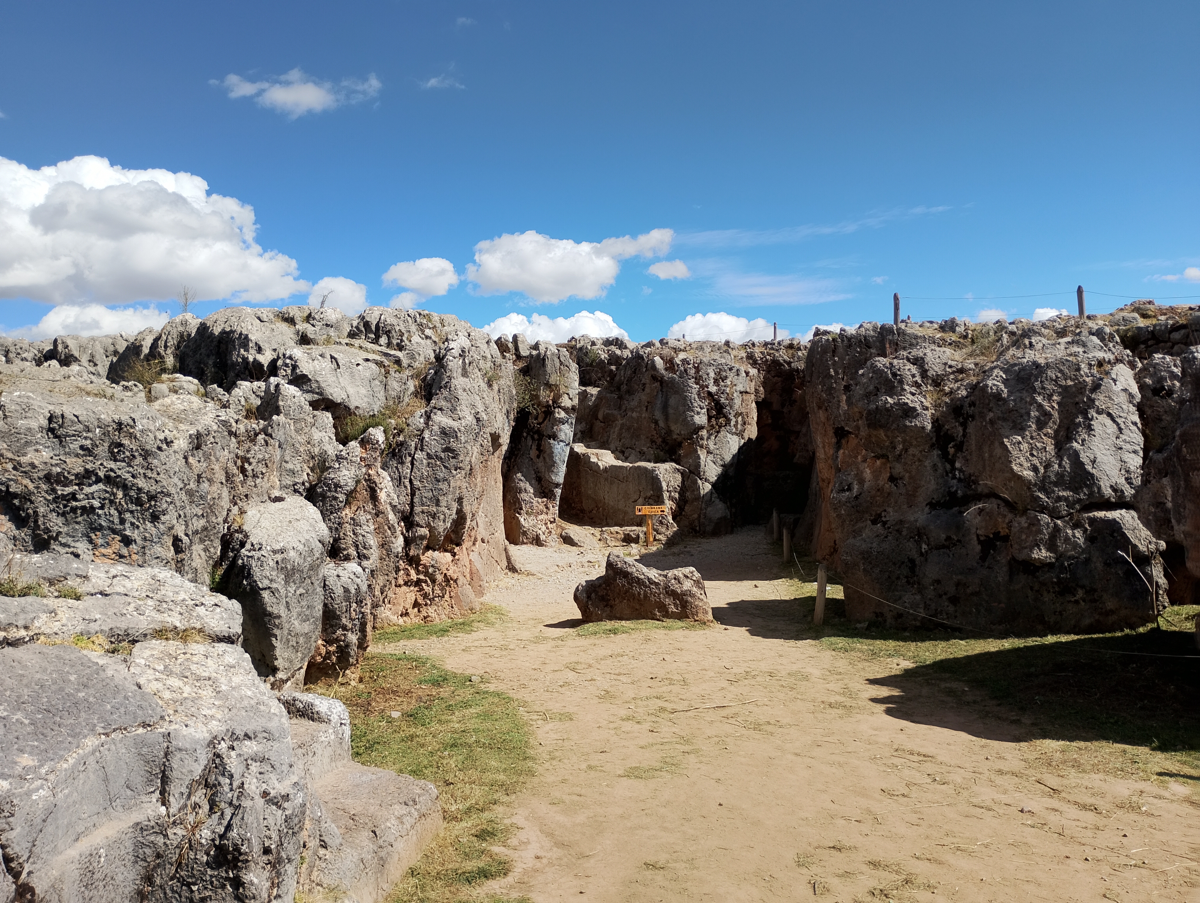 Natural rock formations around the entrance to Chinkana Chica at Sacsayhuaman.
